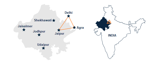 Map of India's Golden Triangle