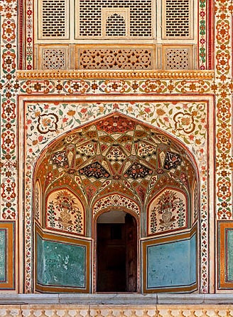 Murals at decoration at Amber palace, Jaipur, Rajasthan