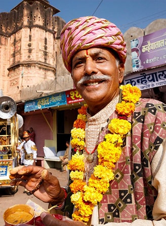 Man during celebrations in Bundi, Rajasthan