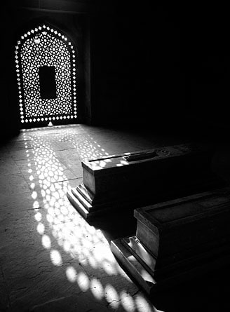Tombs inside the mausoleum, at Humayun's Tomb, Delhi, India