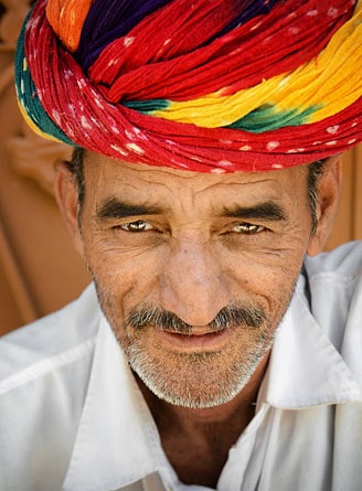 Portrait of a Rajasthani man with turban, Jaipur, Rajasthan