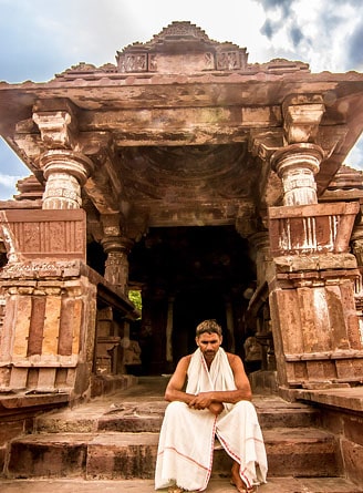 Man in front of Menal Temple, Rajasthan