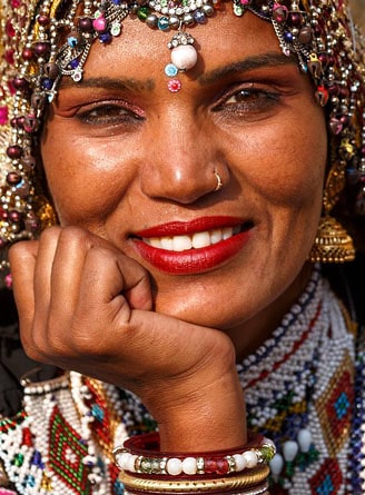Portrait of a Rajasthani woman at Pushkar, Rajasthan