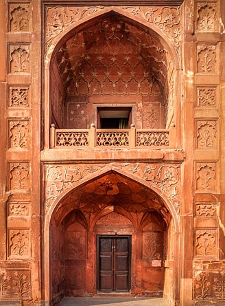 Red sand stone wall of Red Fort (Lal Qila), Delhi, India