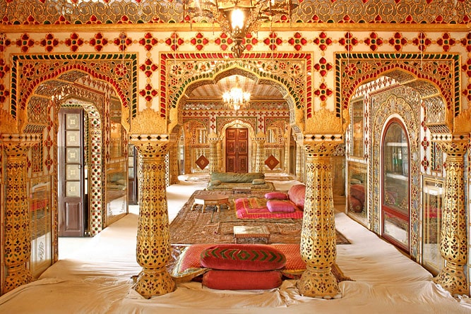 Golden decoration, interior of the City Palace, Jaipur, Rajasthan