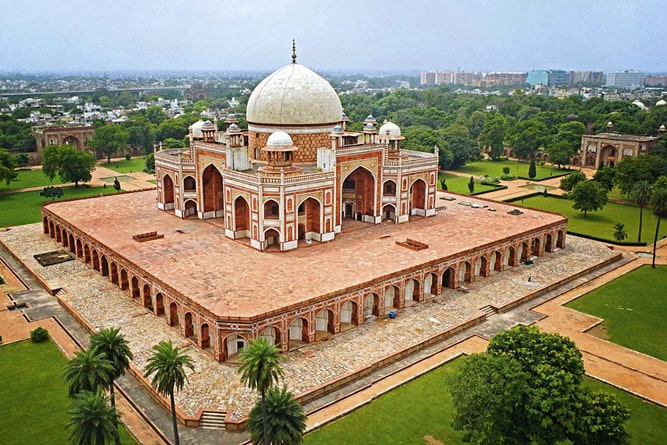 Aerial view of Humayun's Tomb, Delhi, India