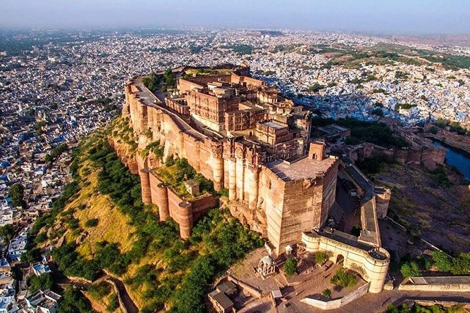 Aerial view of Mehrangarh Fort, Jodhpur, Rajasthan