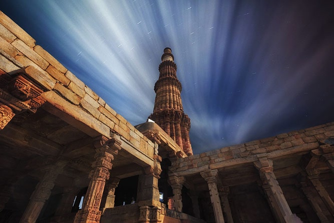 Qutb Minar at night, Delhi, India