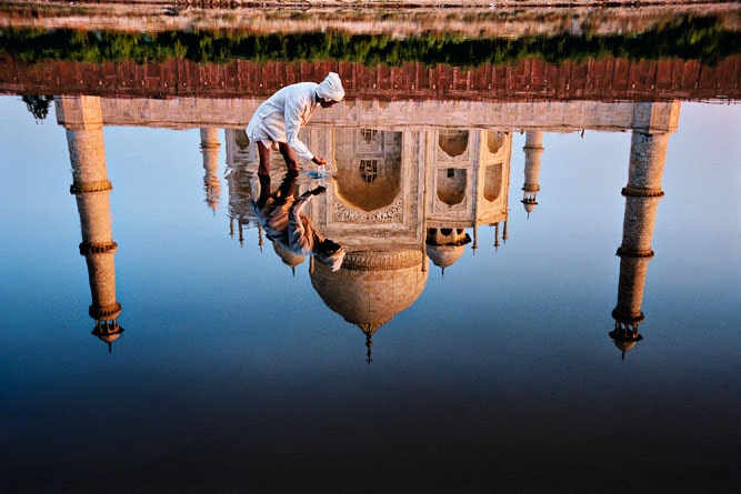 Taj Mahal reflection in the Yamuna River, Agra, Uttar Pradesh