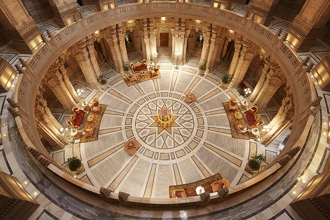 Lobby de l'hôtel, Palais Umaid Bhawan, Jodhpur, Rajasthan