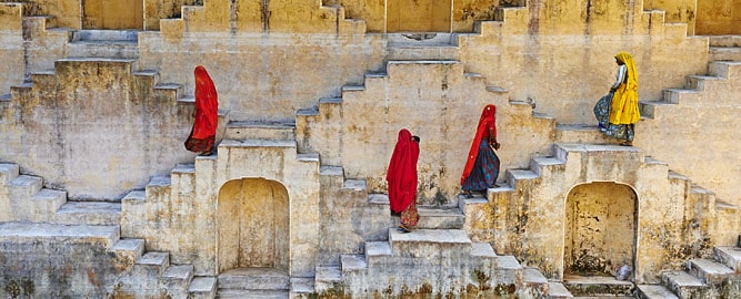 Women at Chand Baori Stepwell, 11-day Rajasthan Tour